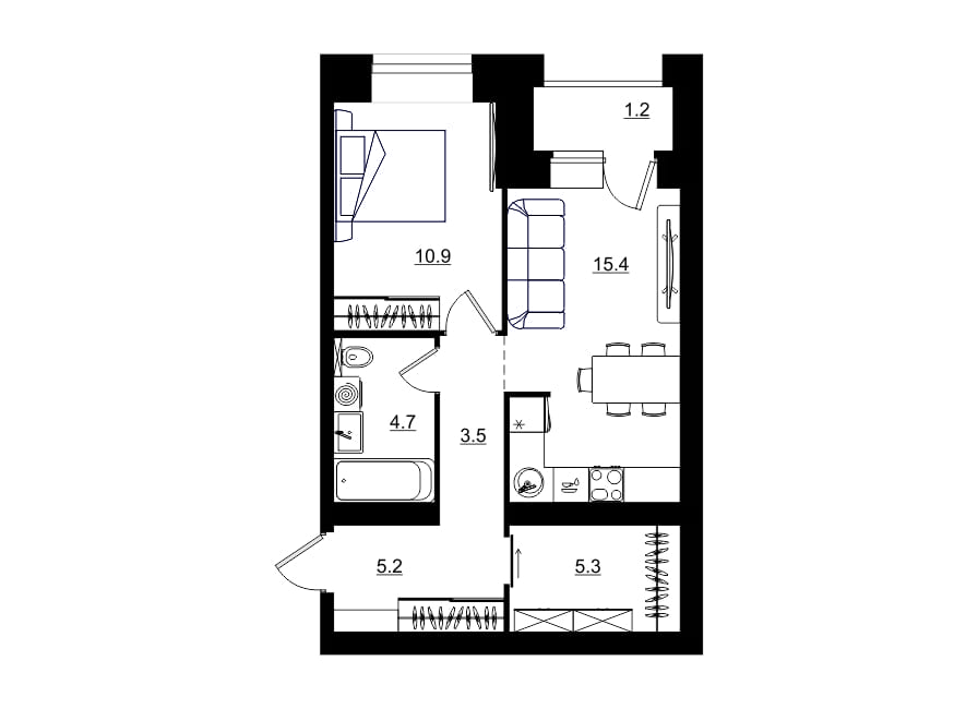планировка квартиры 46 м2
